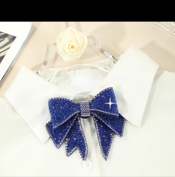 NEW ELEGANT DAZZLING CRYSTAL BOW TIE/NECK TIE - BLACK 3" x 4" - Picture 3 of 11